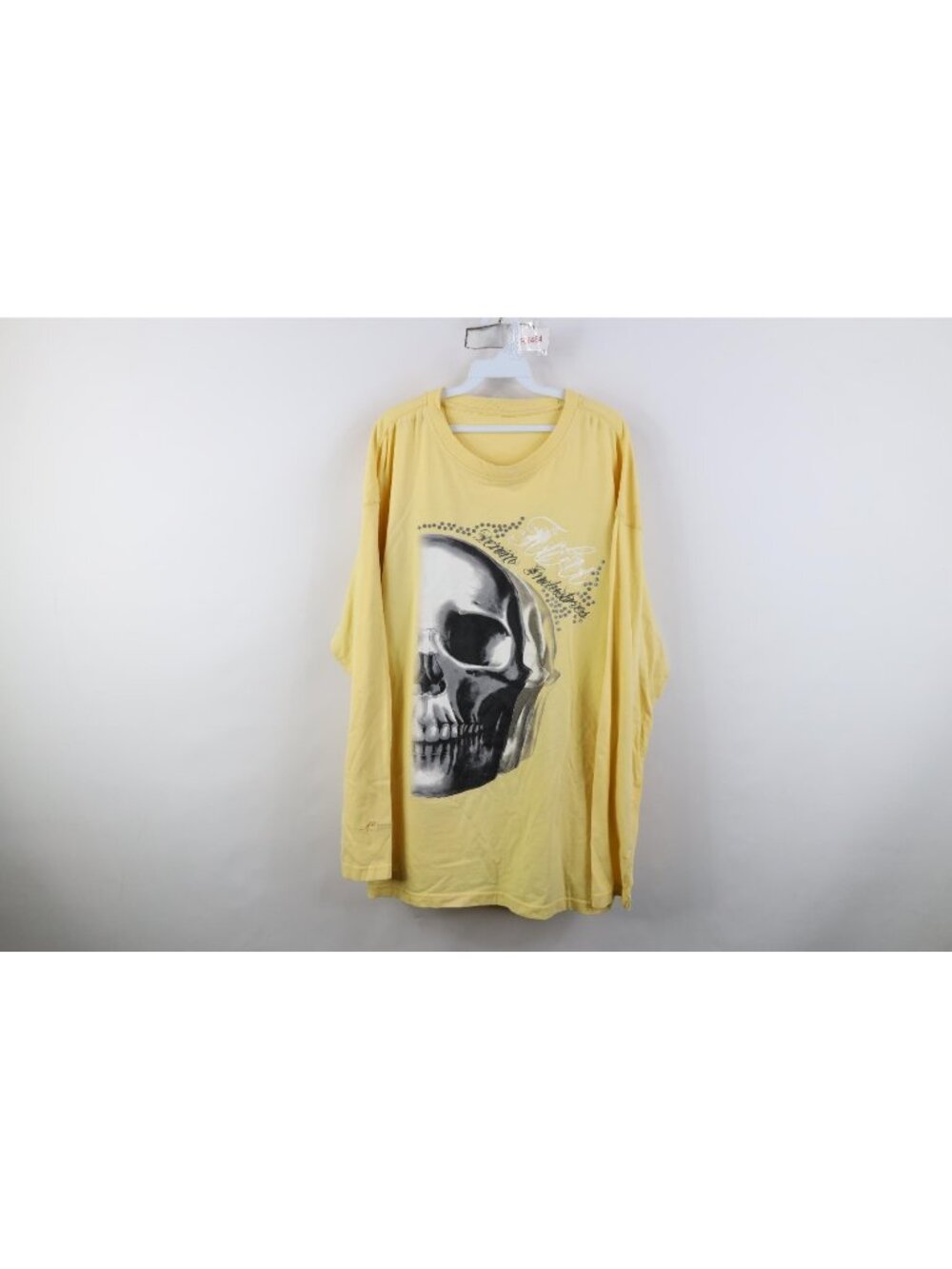 Vintage Y2K FUBU Mens 2XL Baggy Fit Spell Out Skull Long Sleeve T-Shirt Yellow
